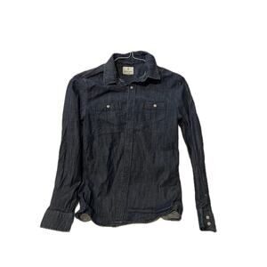 Mutual Weave Blue Denim Long Sleeve Button Down Shirt Small